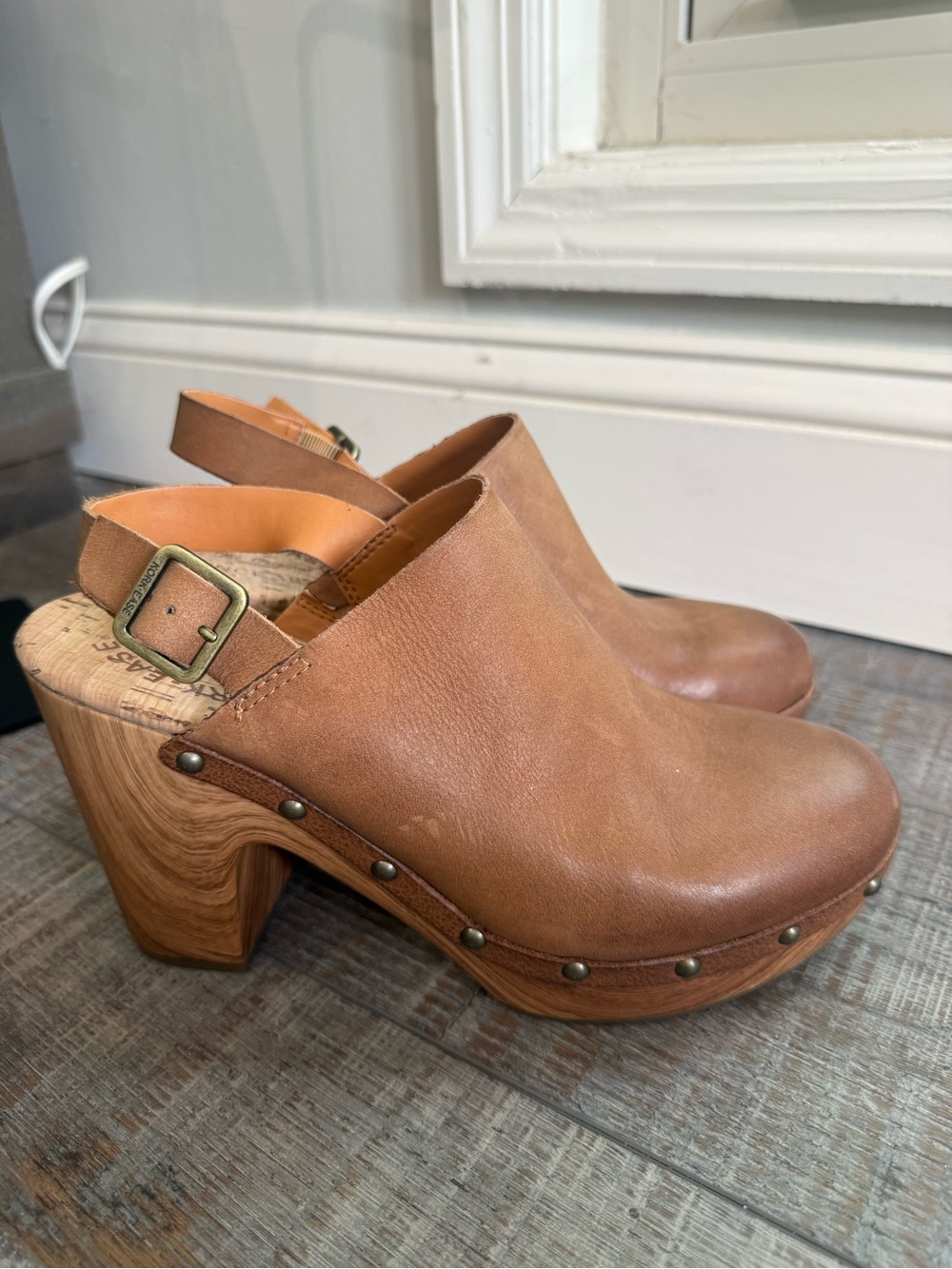Kork Ease Darby sling back clogs block heal like new sz9